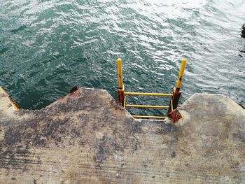 High angle view of pier on sea