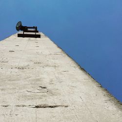 Low angle view of built structure against clear blue sky