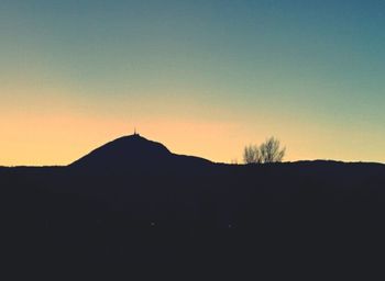 Silhouette of mountain at sunset