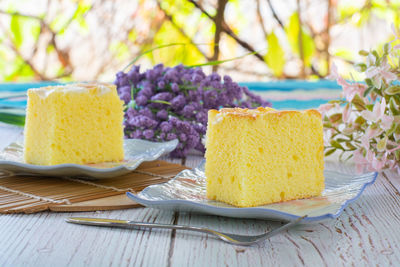 Close-up of cake on table