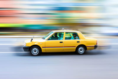 Yellow taxi in high speed motion