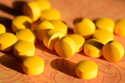 Close-up of pills on table