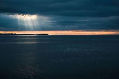 Scenic view of sea against sky at sunset