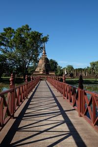 View of temple against clear blue sky