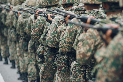 View of soldiers in military parade