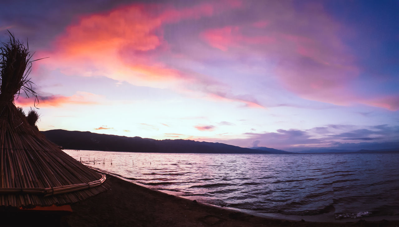 SCENIC VIEW OF SEA AGAINST SKY AT SUNSET