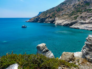 Scenic view of sea and rocks