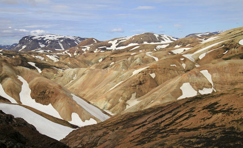 Scenic view of snow covered mountain against sky