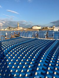 View of swimming pool against blue sky