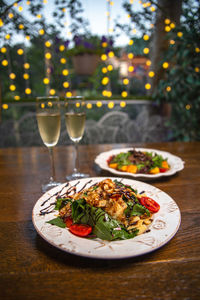 Close-up of food in plate on table