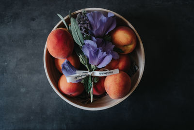 High angle view of drink on table