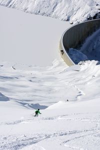 Aerial view of snow covered landscape