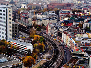 High angle view of cityscape