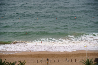 High angle view of people on beach