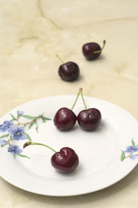 High angle view of breakfast on table