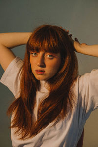 Portrait of young woman looking away