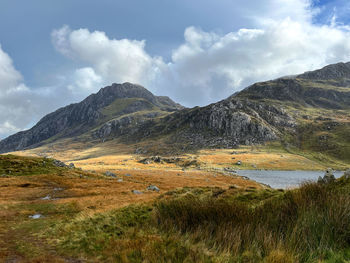 Scenic view of mountains against sky