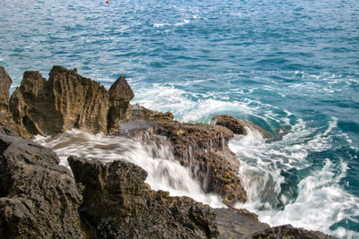 Scenic view of rocks in sea