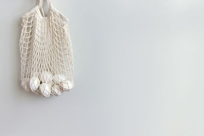 Close-up of ropes on white background