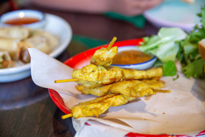 Close-up of food on table