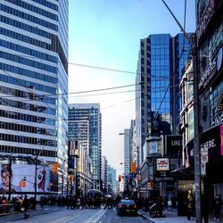 View of city street against sky