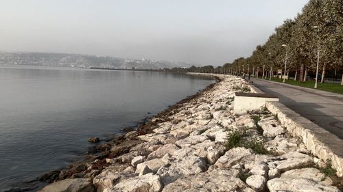 Scenic view of lake against clear sky