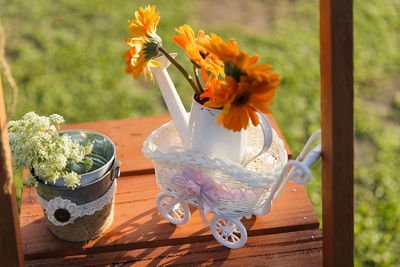 Close-up of flower pot on table