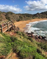 Scenic view of beach against sky