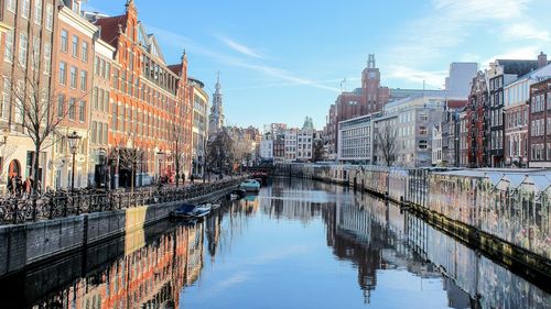 Reflection of buildings in water