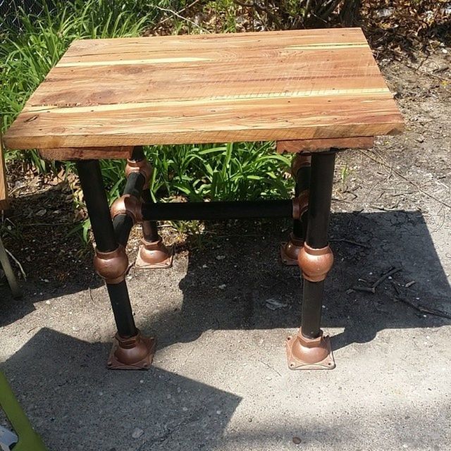 high angle view, childhood, wood - material, bench, full length, lifestyles, wooden, shadow, day, outdoors, park - man made space, leisure activity, sunlight, casual clothing, grass, sidewalk, chair, holding