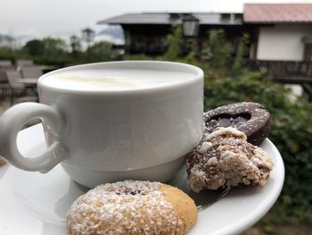 Close-up of coffee cup on table