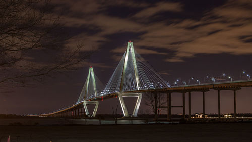 Modern bridge near charleston, south carolina at night
