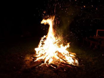 Close-up of bonfire at night