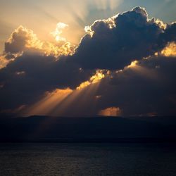 Scenic view of sea against sky at sunset