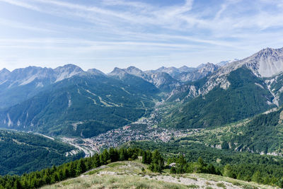 Scenic view of mountains against sky