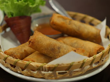 Close-up of serving food in plate