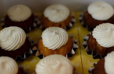 Close-up of cupcakes on table