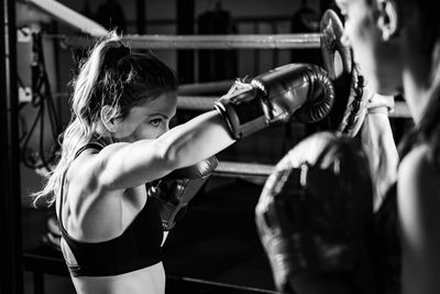 Women on boxing training