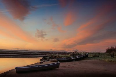 View of boats on beach