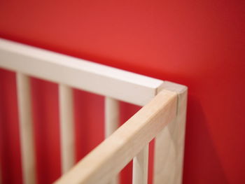 Close-up of railing against wall at home