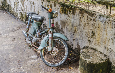 Close-up of motorcycle on street