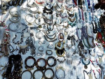 Full frame shot of jewelers for sale at market