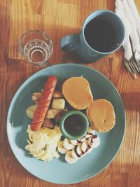 High angle view of food on table