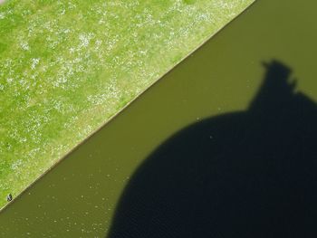High angle view of shadow on water