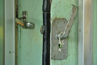 Close-up of damaged door lock