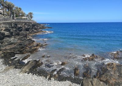 Scenic view of sea against clear sky