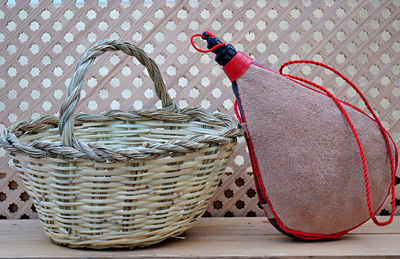 Close-up of wicker basket