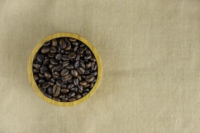 High angle view of coffee beans on table