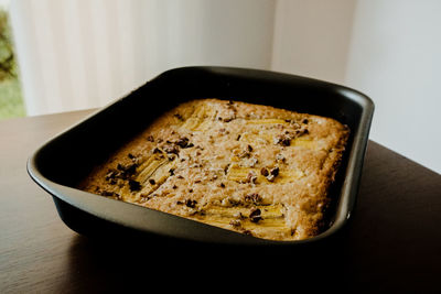 Close-up of food in plate on table