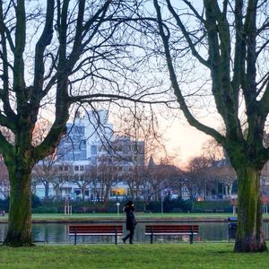 People walking in park